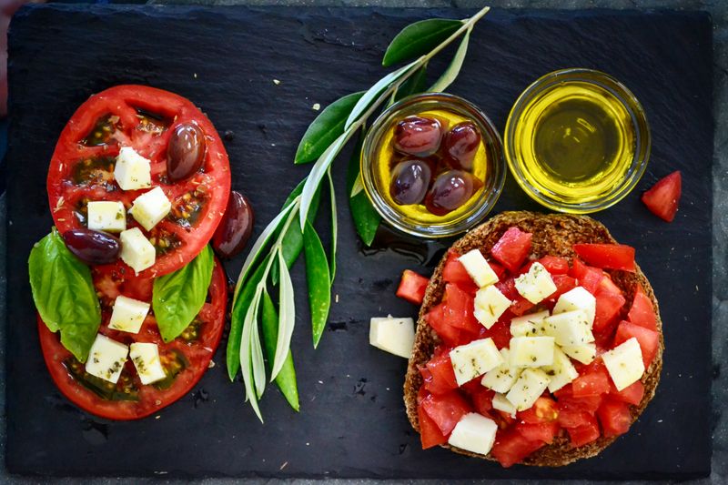 Mediterranean Greek salad with feta cheese and olives